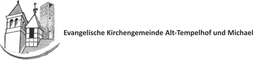 Logo: Zwei Kirchtürme mit „Evangelische Kirchengemeinde Alt-Tempelhof und Michael“